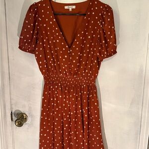 Madewell Rust Polka Dot Midi Dress